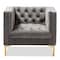 Baxton Studio Zanetta Grey Velvet Upholstered Gold Finished Lounge Chair 146-8324 - alternate 8